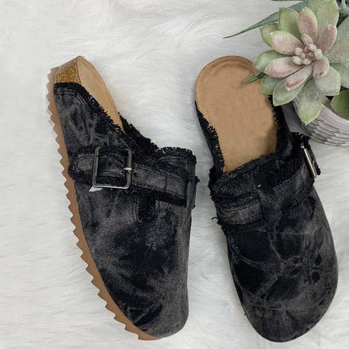 Flat Heel Round Toe Canvas Loafer Women's Vintage Clogs - ClickCrate Flat Heel Round Toe Canvas Loafer Women's Vintage Clogs