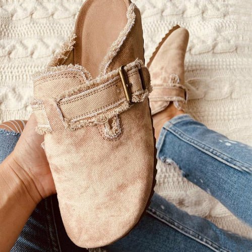 Flat Heel Round Toe Canvas Loafer Women's Vintage Clogs - ClickCrate Flat Heel Round Toe Canvas Loafer Women's Vintage Clogs