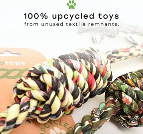 ReRope Small Looper Upcycled Fabric Rope Dog Toys - ClickCrate ReRope Small Looper Upcycled Fabric Rope Dog Toys