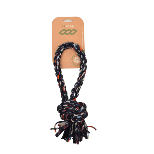 ReRope Small Looper Upcycled Fabric Rope Dog Toys - ClickCrate ReRope Small Looper Upcycled Fabric Rope Dog Toys