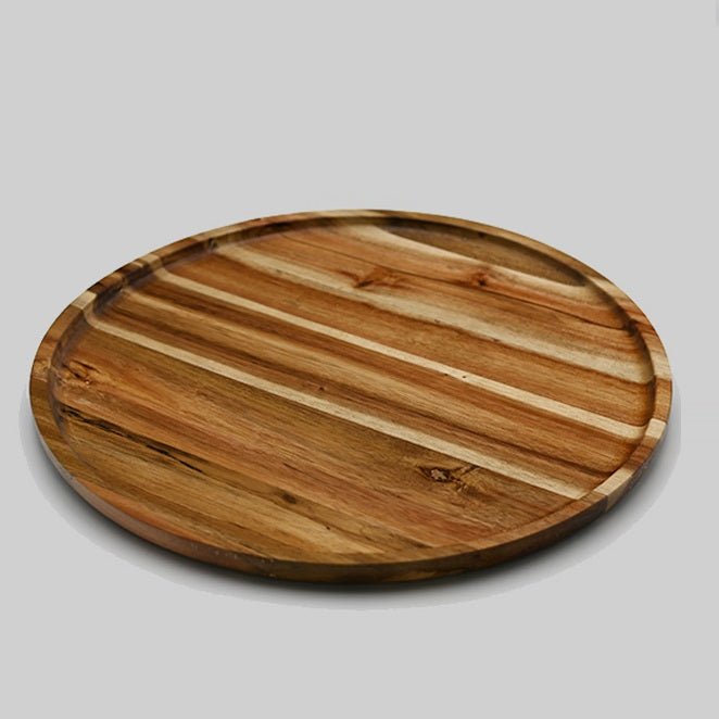 Zavis Green Acacia Wood Round Stackable Plate / Platter 14" | Dishwasher Safe - ClickCrate Zavis Green Acacia Wood Round Stackable Plate / Platter 14" | Dishwasher Safe