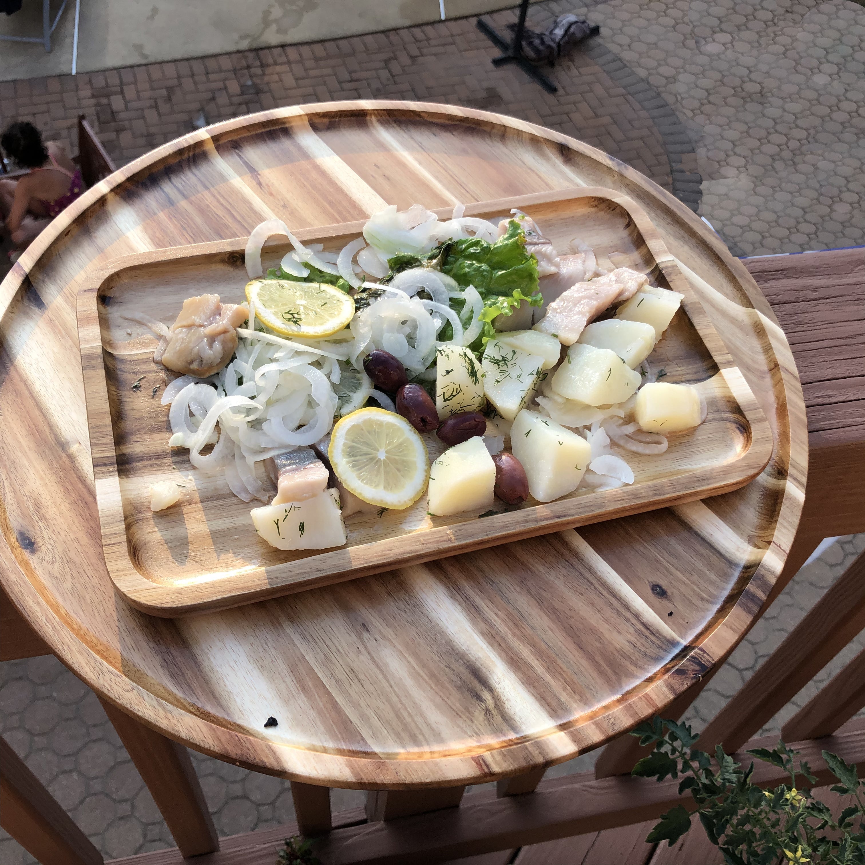 Zavis Green Acacia Wood Round Stackable Plate / Platter 14" | Dishwasher Safe - ClickCrate Zavis Green Acacia Wood Round Stackable Plate / Platter 14" | Dishwasher Safe