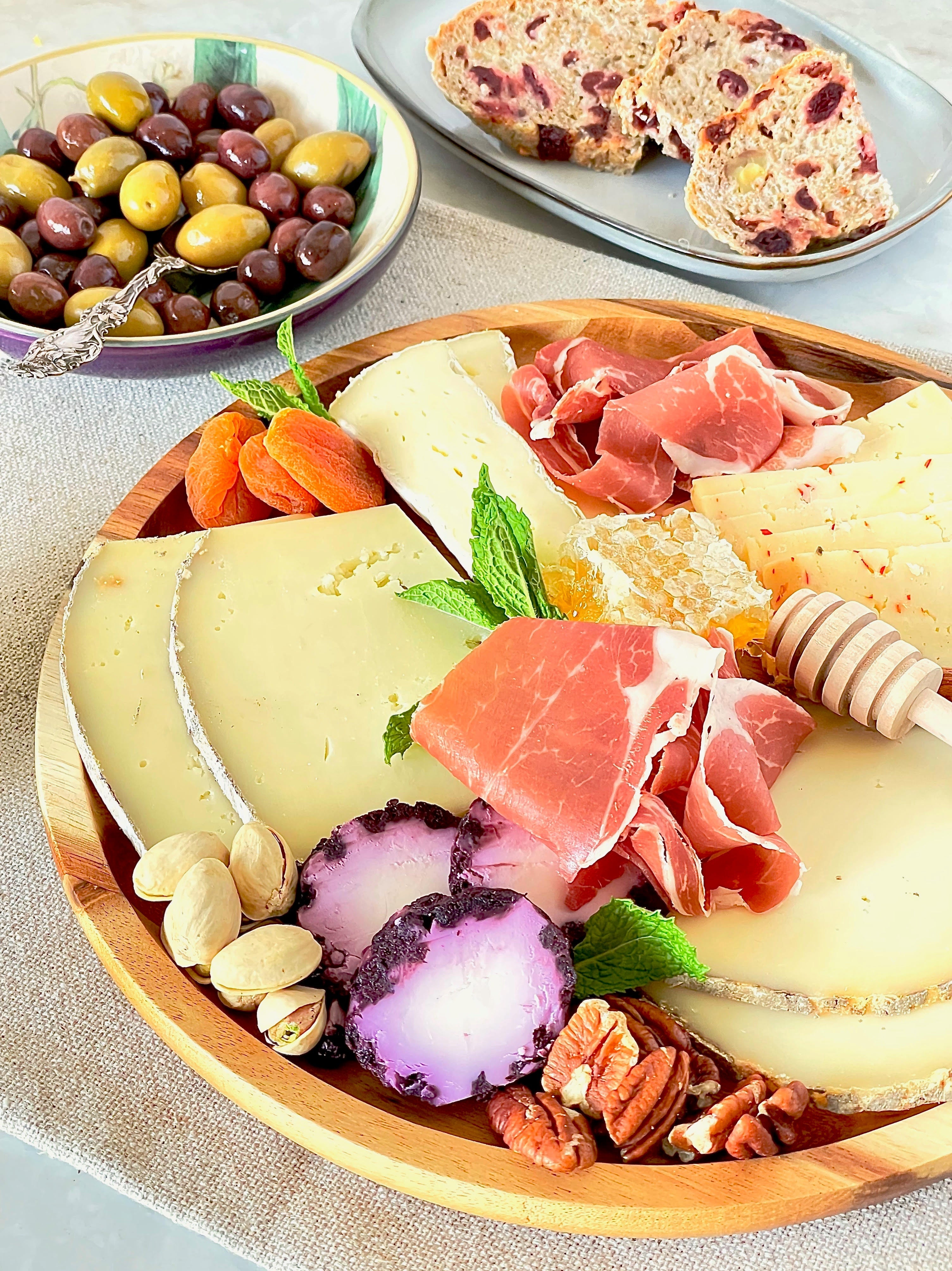 Zavis Green Acacia Wood Round Stackable Plate / Platter 14" | Dishwasher Safe - ClickCrate Zavis Green Acacia Wood Round Stackable Plate / Platter 14" | Dishwasher Safe