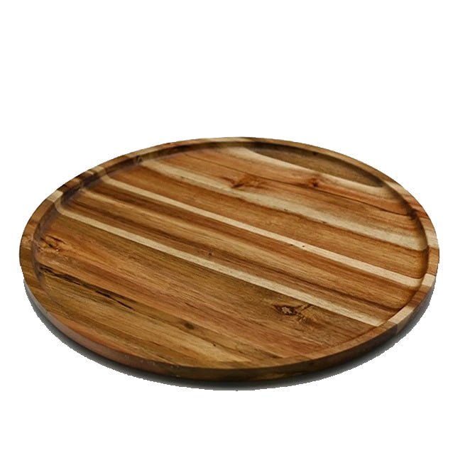 Zavis Green Acacia Wood Round Stackable Plate / Platter 14" | Dishwasher Safe - ClickCrate Zavis Green Acacia Wood Round Stackable Plate / Platter 14" | Dishwasher Safe